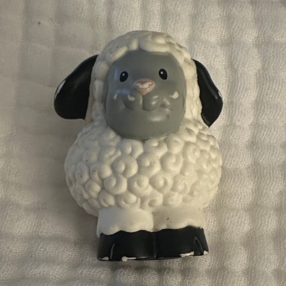 Fisher-Price White and Gray Sheep Figurine